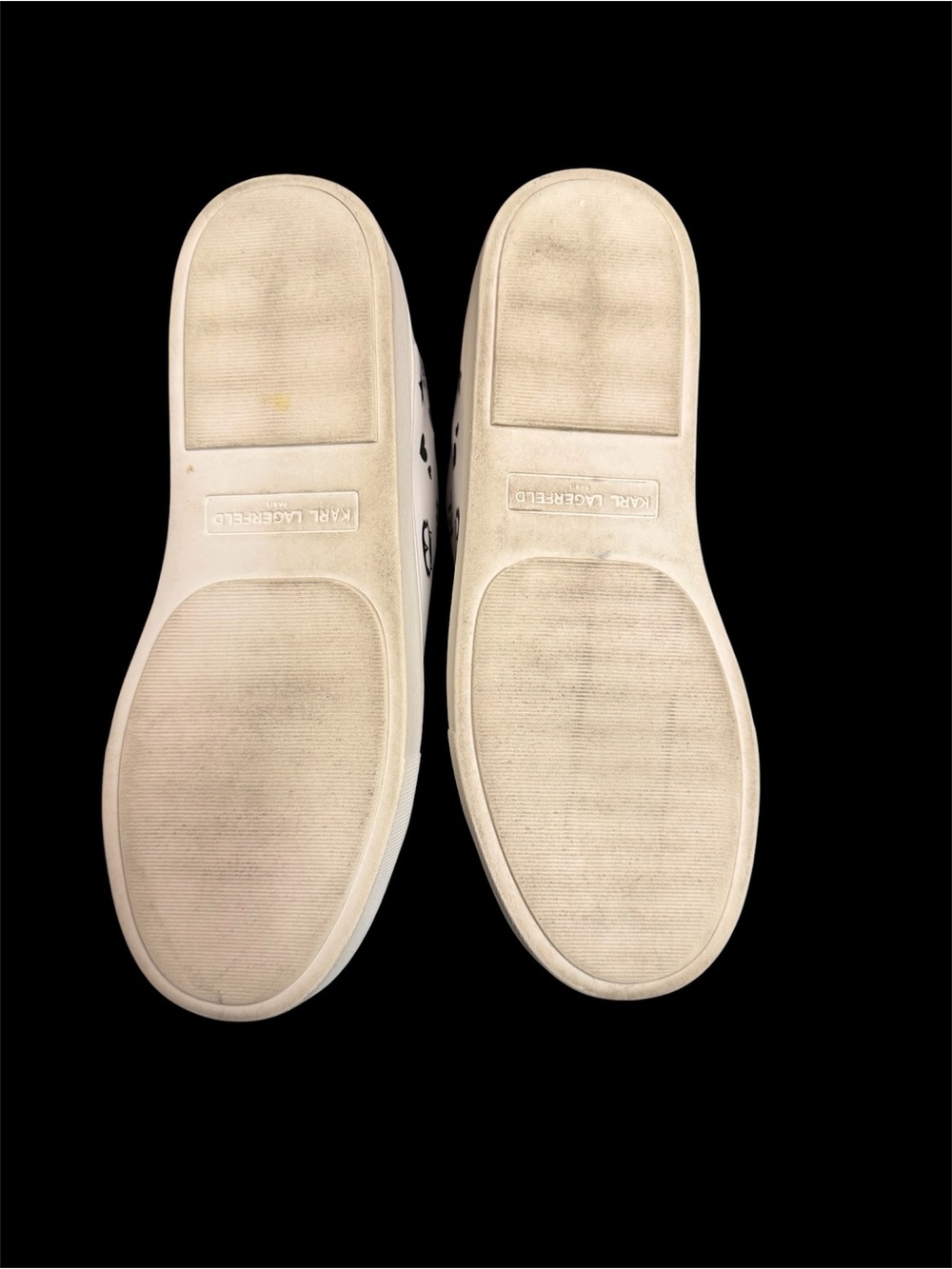 Karl Lagerfeld Paris Woman’s White Low-Top Sneakers with Black Logo Icons Sz 7.5 - Picture 10 of 11
